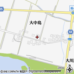 秋田県能代市朴瀬大中島周辺の地図