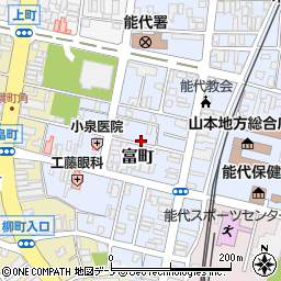秋田県能代市富町周辺の地図