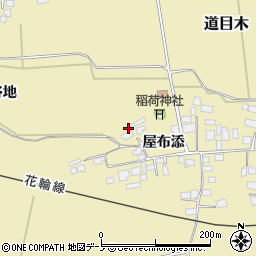 秋田県大館市道目木屋布添43周辺の地図