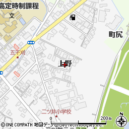 秋田県能代市二ツ井町（上野）周辺の地図
