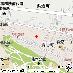 秋田県能代市清助町周辺の地図