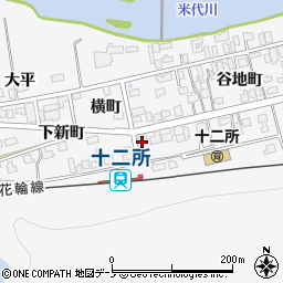 秋田県大館市十二所谷地町19周辺の地図