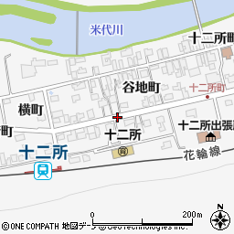 秋田県大館市十二所周辺の地図