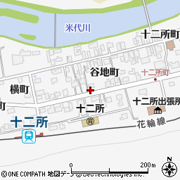 秋田県大館市十二所谷地町16周辺の地図