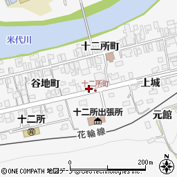 秋田県大館市十二所中町周辺の地図