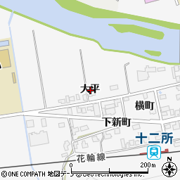 秋田県大館市十二所大平周辺の地図