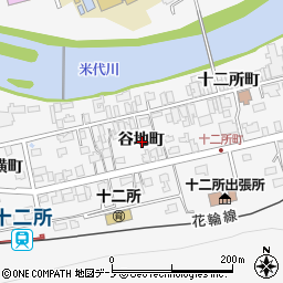 秋田県大館市十二所谷地町周辺の地図