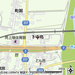 秋田県能代市二ツ井町荷上場下中島周辺の地図
