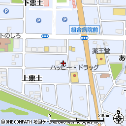 秋田県能代市落合上悪土周辺の地図