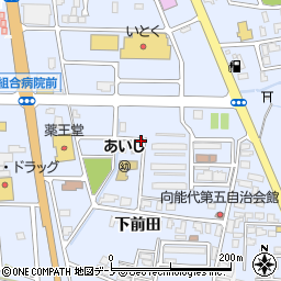 秋田県能代市落合下前田周辺の地図