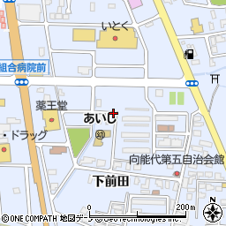 秋田県能代市落合（下前田）周辺の地図
