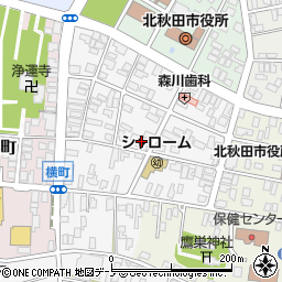 秋田県北秋田市東横町周辺の地図