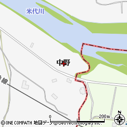 秋田県大館市十二所中野周辺の地図