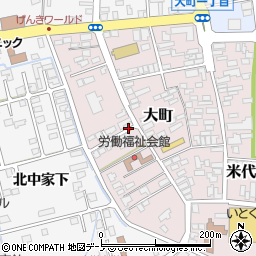 秋田県北秋田市大町周辺の地図