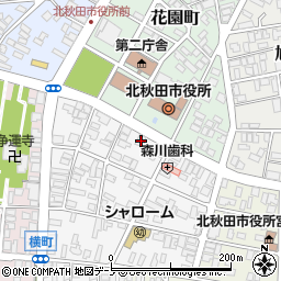 秋田県北秋田市東横町3-5周辺の地図