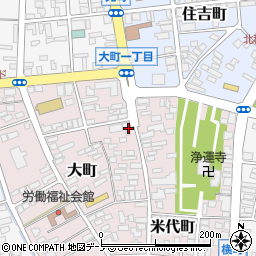 秋田県北秋田市大町4-8周辺の地図