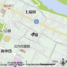 秋田県大館市比内町扇田中道周辺の地図