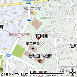 秋田県北秋田市花園町周辺の地図