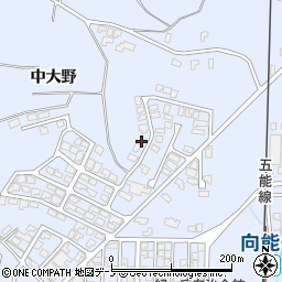 秋田県能代市落合中大野周辺の地図