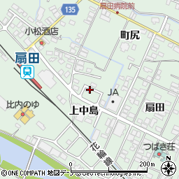 秋田県大館市比内町扇田（上中島）周辺の地図