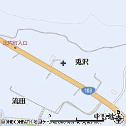 秋田県大館市中山兎沢周辺の地図