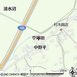 秋田県鹿角市十和田末広苧坪田周辺の地図