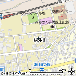 秋田県北秋田市材木町周辺の地図