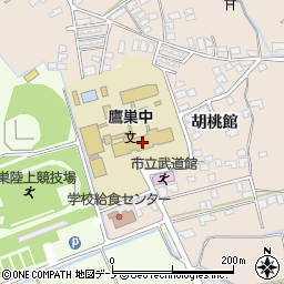北秋田市立鷹巣中学校周辺の地図