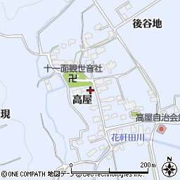 秋田県鹿角市花輪高屋周辺の地図