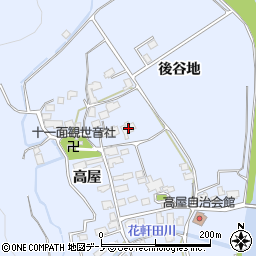 秋田県鹿角市花輪後谷地周辺の地図