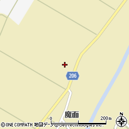 秋田県能代市常盤下魔面周辺の地図