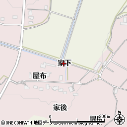秋田県大館市下川原家下周辺の地図