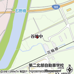 秋田県鹿角市十和田末広谷地中周辺の地図