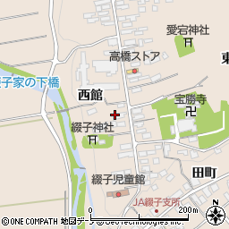 秋田県北秋田市綴子西館周辺の地図