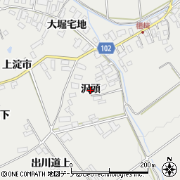 秋田県大館市櫃崎（沢頭）周辺の地図