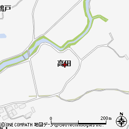 秋田県鹿角市十和田草木高田周辺の地図