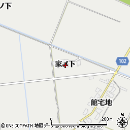 秋田県大館市櫃崎（家ノ下）周辺の地図