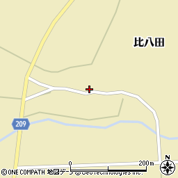 秋田県能代市比八田八幡下周辺の地図