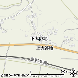 秋田県大館市長坂下大谷地周辺の地図