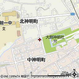 秋田県大館市中神明町6-27周辺の地図