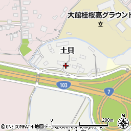 秋田県大館市櫃崎（土貝）周辺の地図