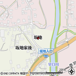 秋田県大館市長坂坂地周辺の地図