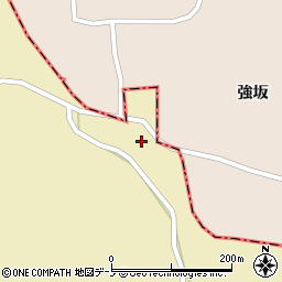 秋田県能代市坂形（強坂）周辺の地図