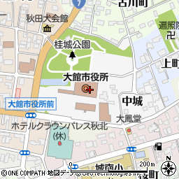 秋田県大館市中城周辺の地図