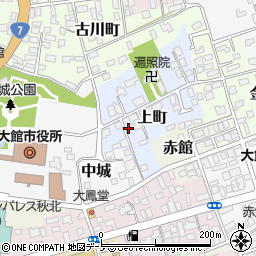 秋田県大館市上町19周辺の地図