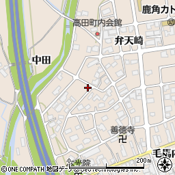 秋田県鹿角市十和田毛馬内高田周辺の地図