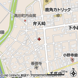 秋田県鹿角市十和田毛馬内弁天崎周辺の地図