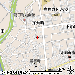 秋田県鹿角市十和田毛馬内（弁天崎）周辺の地図