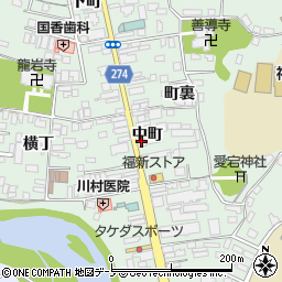 岩手県二戸市福岡中町周辺の地図