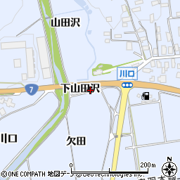 秋田県大館市川口下山田沢周辺の地図